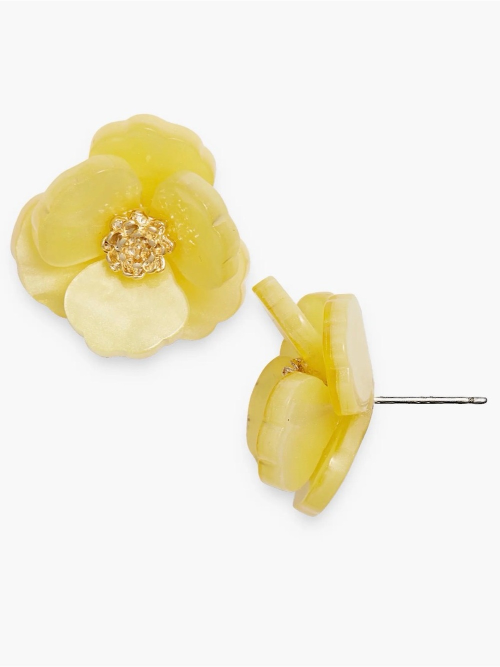 NWOT Nordstorm Floral Statement Stud Earrings Yellow- Gold